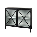 Slender Sleek Black Two Door Glass Cabinet - Homeroots