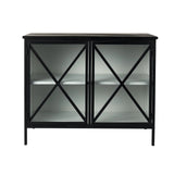Slender Sleek Black Two Door Glass Cabinet - Homeroots