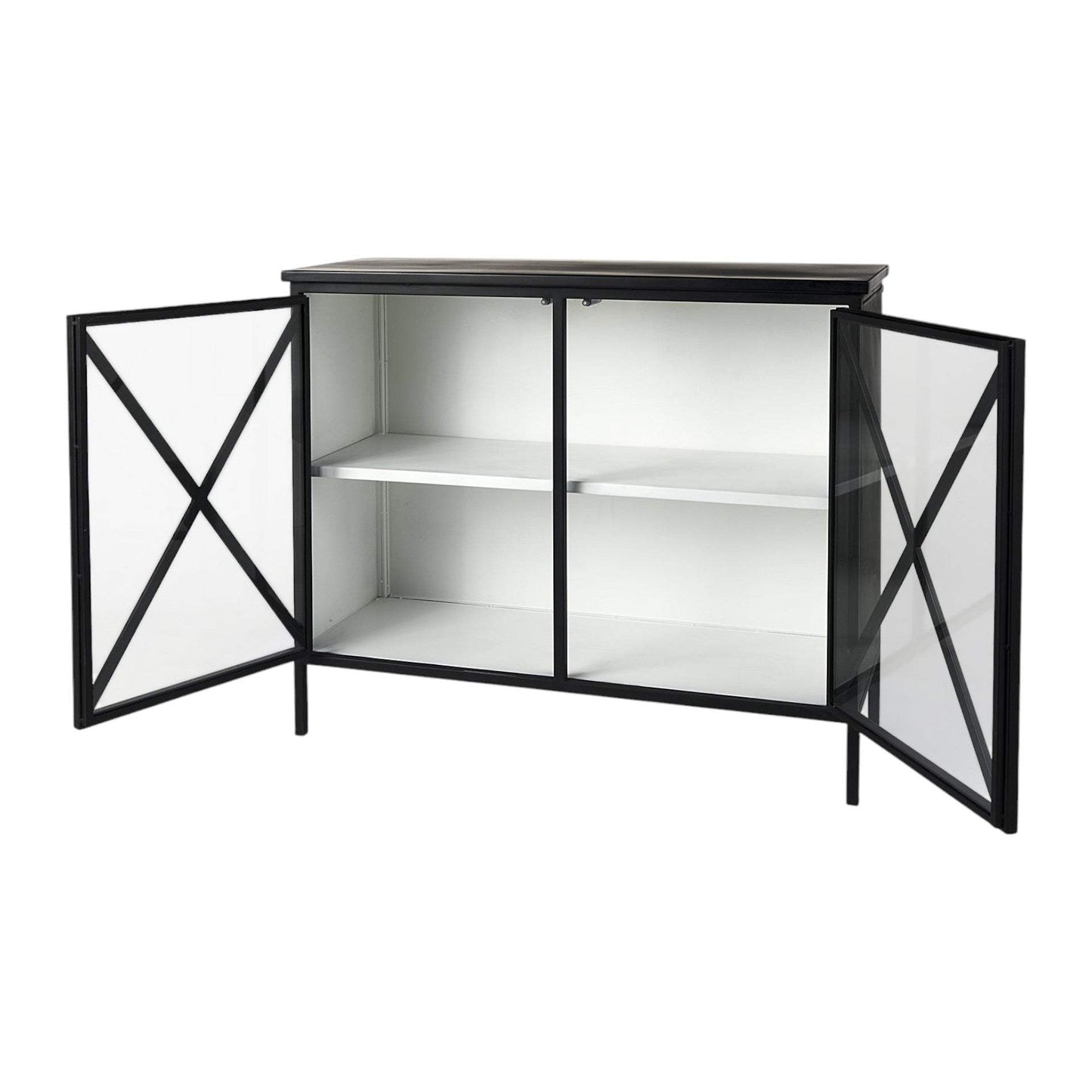 Slender Sleek Black Two Door Glass Cabinet - Homeroots - Flyclothing LLC