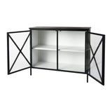 Slender Sleek Black Two Door Glass Cabinet - Homeroots - Flyclothing LLC