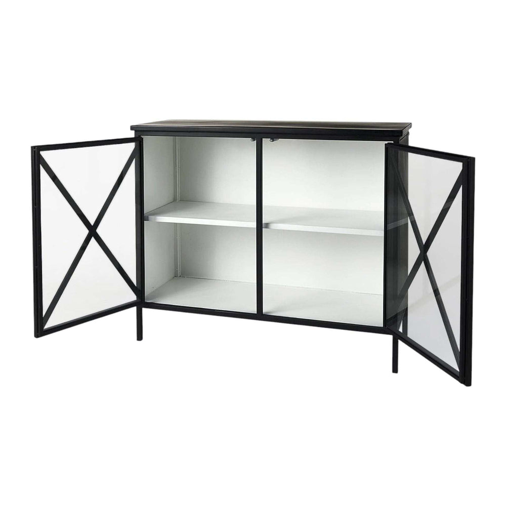 Slender Sleek Black Two Door Glass Cabinet - Homeroots - Flyclothing LLC