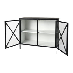 Slender Sleek Black Two Door Glass Cabinet - Homeroots