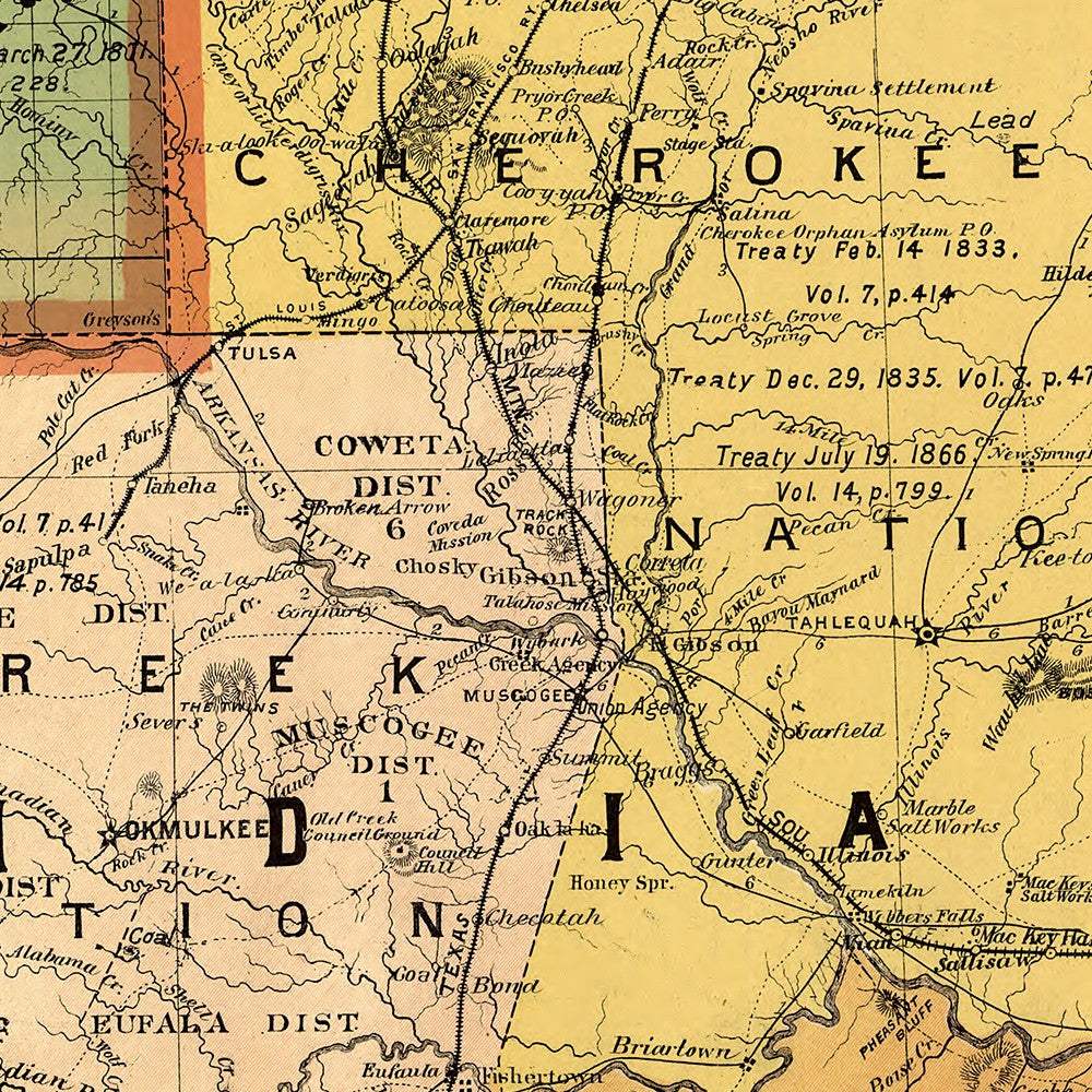 24" X 32" Map Of Indian And Oklahoma Territories Vintage Poster Wall Art - Homeroots - Flyclothing LLC
