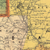 24" X 32" Map Of Indian And Oklahoma Territories Vintage Poster Wall Art - Homeroots - Flyclothing LLC