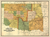 24" X 32" Map Of Indian And Oklahoma Territories Vintage Poster Wall Art - Homeroots - Flyclothing LLC