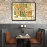 20" X 28" Map Of Indian And Oklahoma Territories Vintage Poster Wall Art - Homeroots