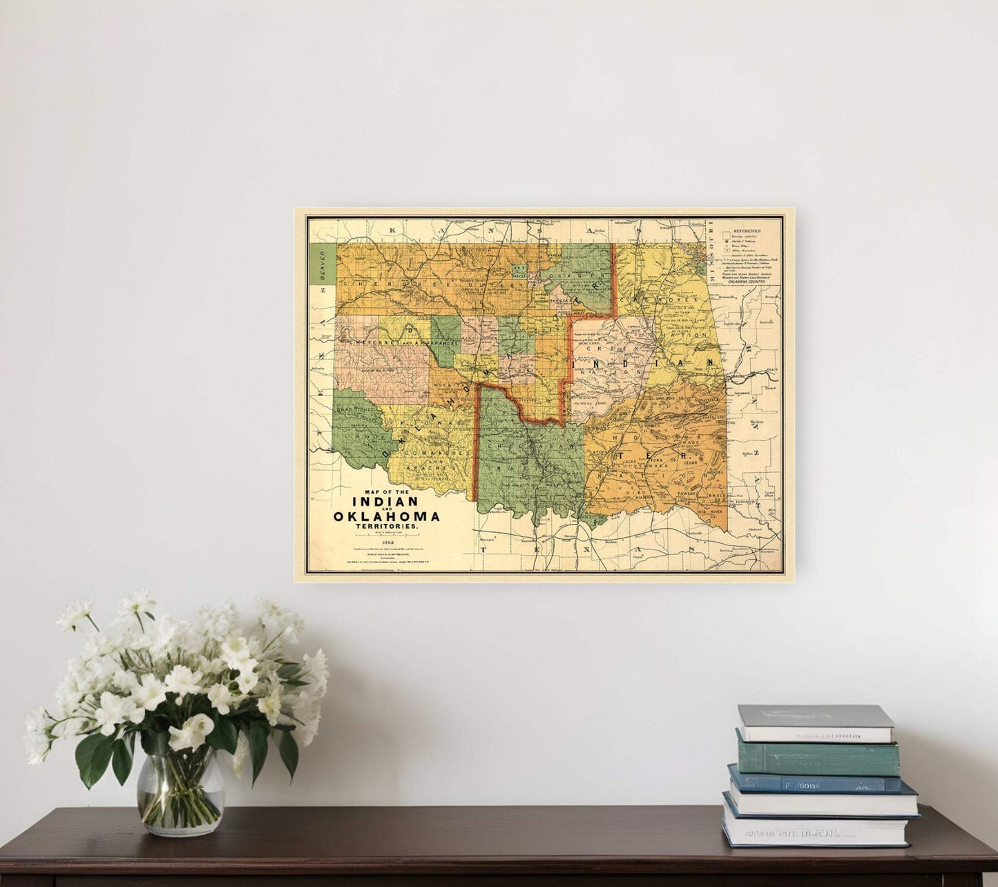18" X 24" Map Of Indian And Oklahoma Territories Vintage Poster Wall Art - Homeroots - Flyclothing LLC