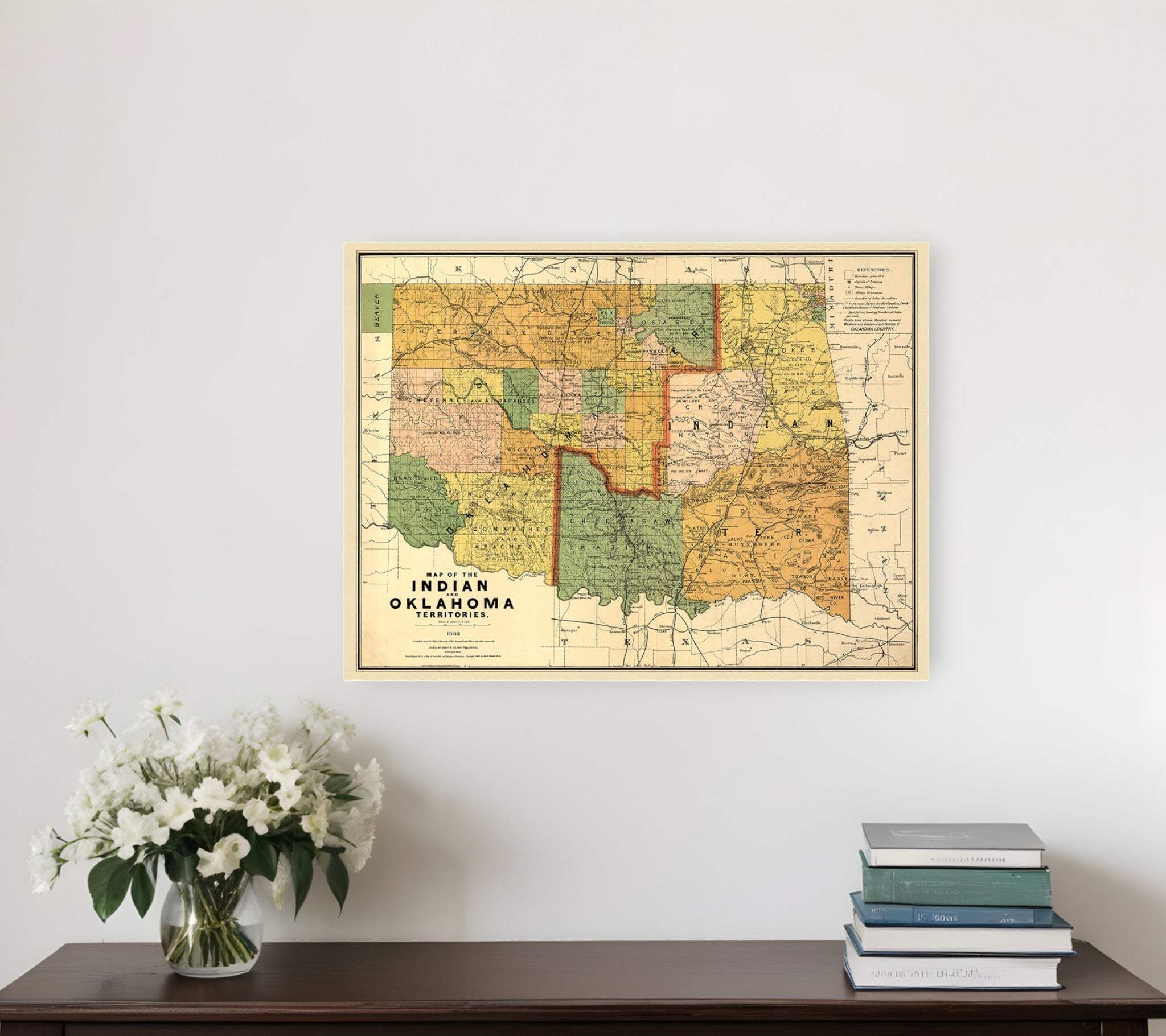 18" X 24" Map Of Indian And Oklahoma Territories Vintage Poster Wall Art - Homeroots - Flyclothing LLC
