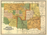 18" X 24" Map Of Indian And Oklahoma Territories Vintage Poster Wall Art - Homeroots