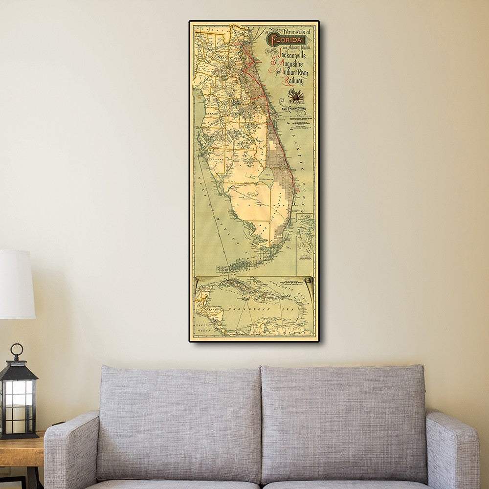24" X 60" Map Of Jacksonville Florida Vintage Poster Wall Art - Homeroots - Flyclothing LLC