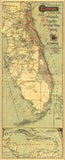 24" X 60" Map Of Jacksonville Florida Vintage Poster Wall Art - Homeroots