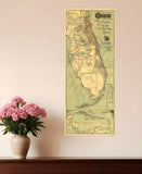 16" X 36" Map Of Jacksonville Florida Vintage Poster Wall Art - Homeroots