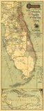 16" X 36" Map Of Jacksonville Florida Vintage Poster Wall Art - Homeroots