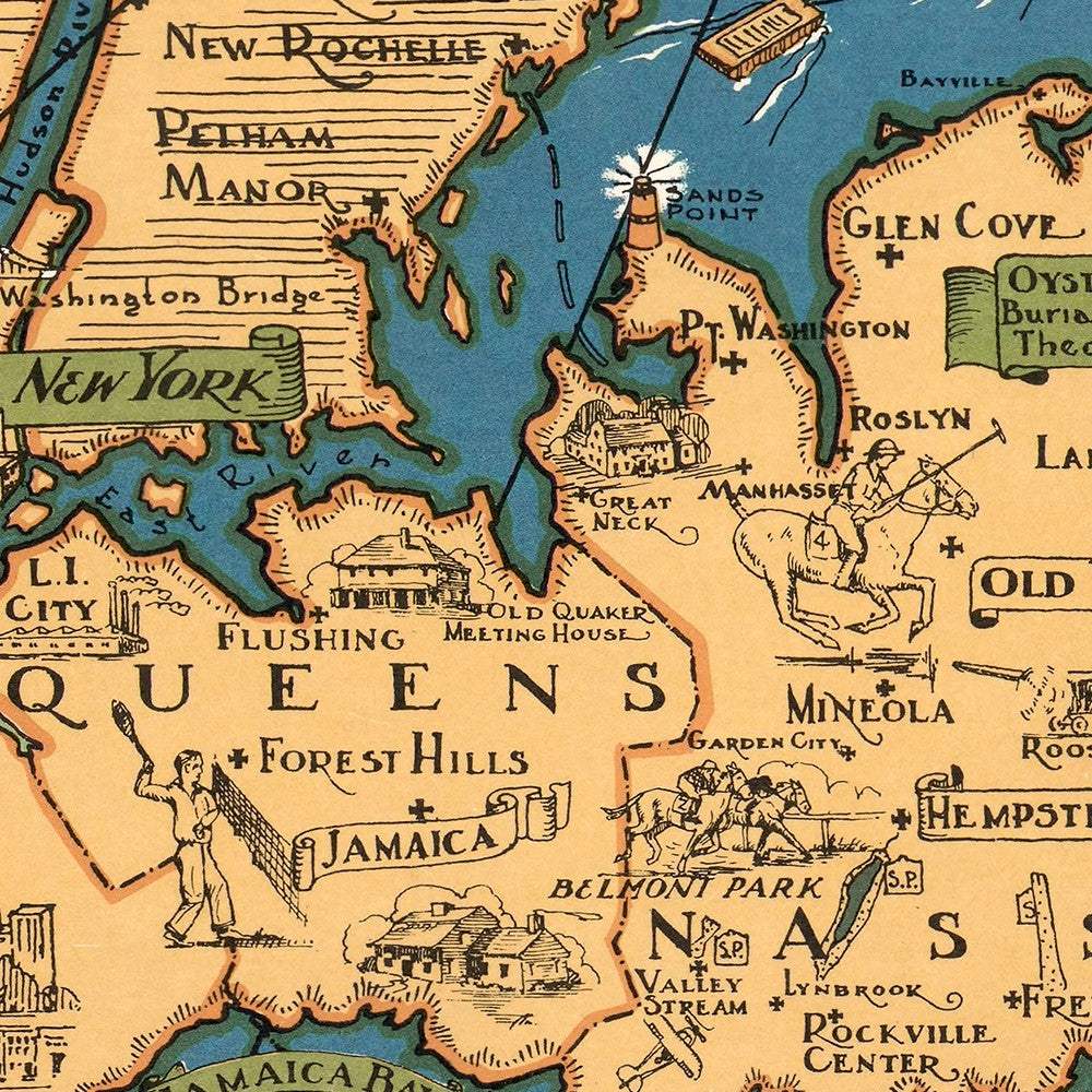 Vintage 1933 Map Of Long Island Unframed Print Wall Art - Homeroots - Flyclothing LLC