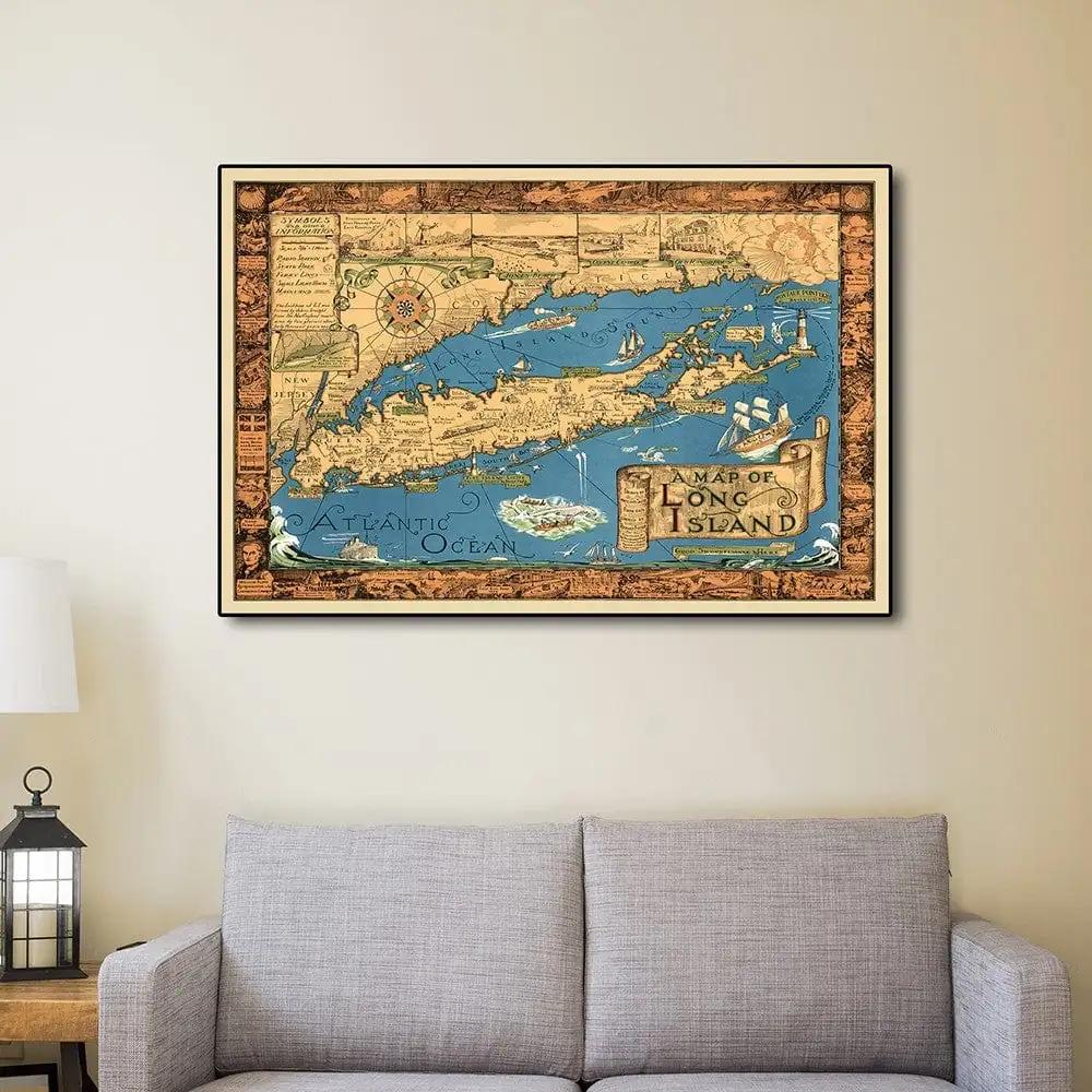 20" X 30" Vintage 1933 Map Of Long Island Wall Art - Homeroots - Flyclothing LLC
