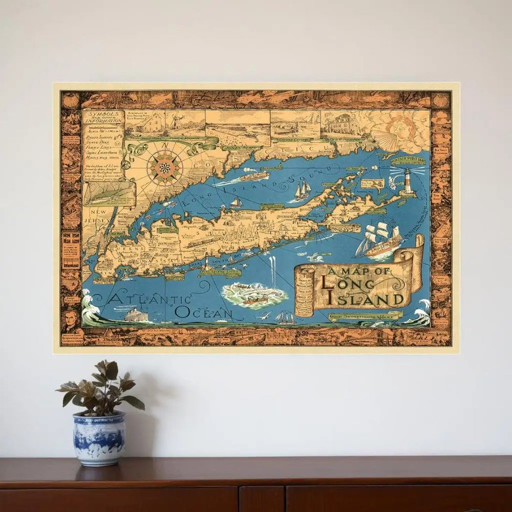 20" X 30" Vintage 1933 Map Of Long Island Wall Art - Homeroots - Flyclothing LLC