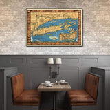 16" x 24" Vintage 1933 Map of Long Island Wall Art - Homeroots - Flyclothing LLC