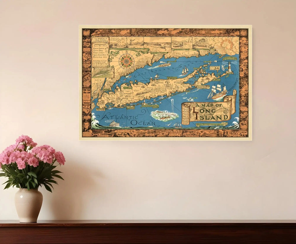 16" x 24" Vintage 1933 Map of Long Island Wall Art - Homeroots - Flyclothing LLC