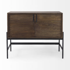 Dark Brown Two Door Cabinet With Metal Legs - Homeroots