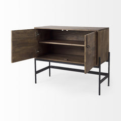 Dark Brown Two Door Cabinet With Metal Legs - Homeroots