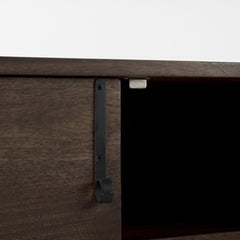 Dark Brown Two Door Cabinet With Metal Legs