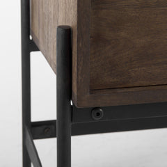 Dark Brown Two Door Cabinet With Metal Legs - Homeroots