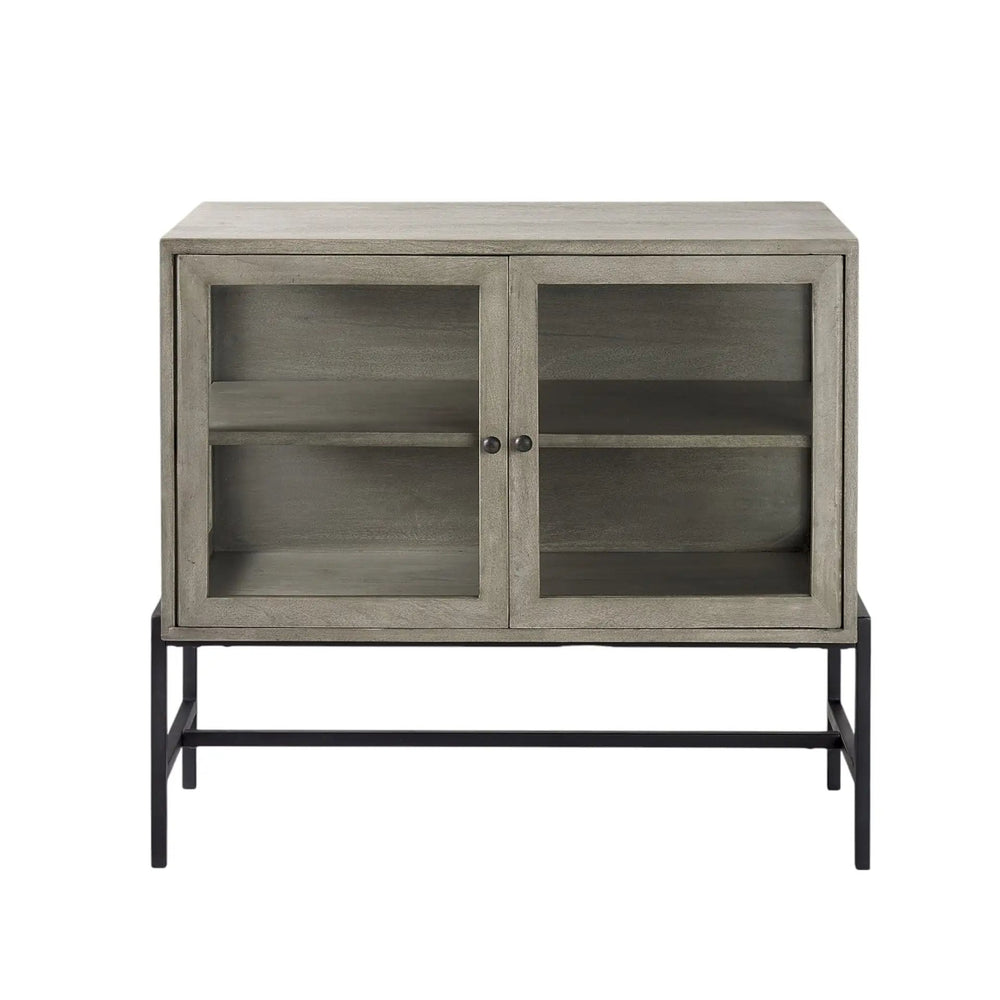 Rustic Dark Gray Two Door Shadowbox Cabinet - Homeroots