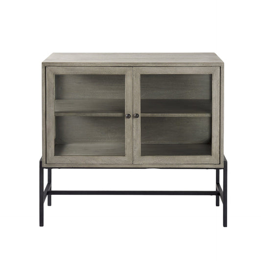 Rustic Dark Gray Two Door Shadowbox Cabinet - Homeroots