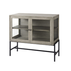 Rustic Dark Gray Two Door Shadowbox Cabinet - Homeroots