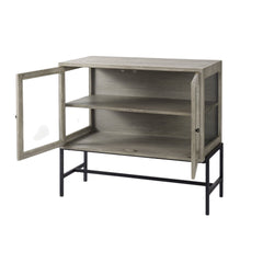 Rustic Dark Gray Two Door Shadowbox Cabinet - Homeroots