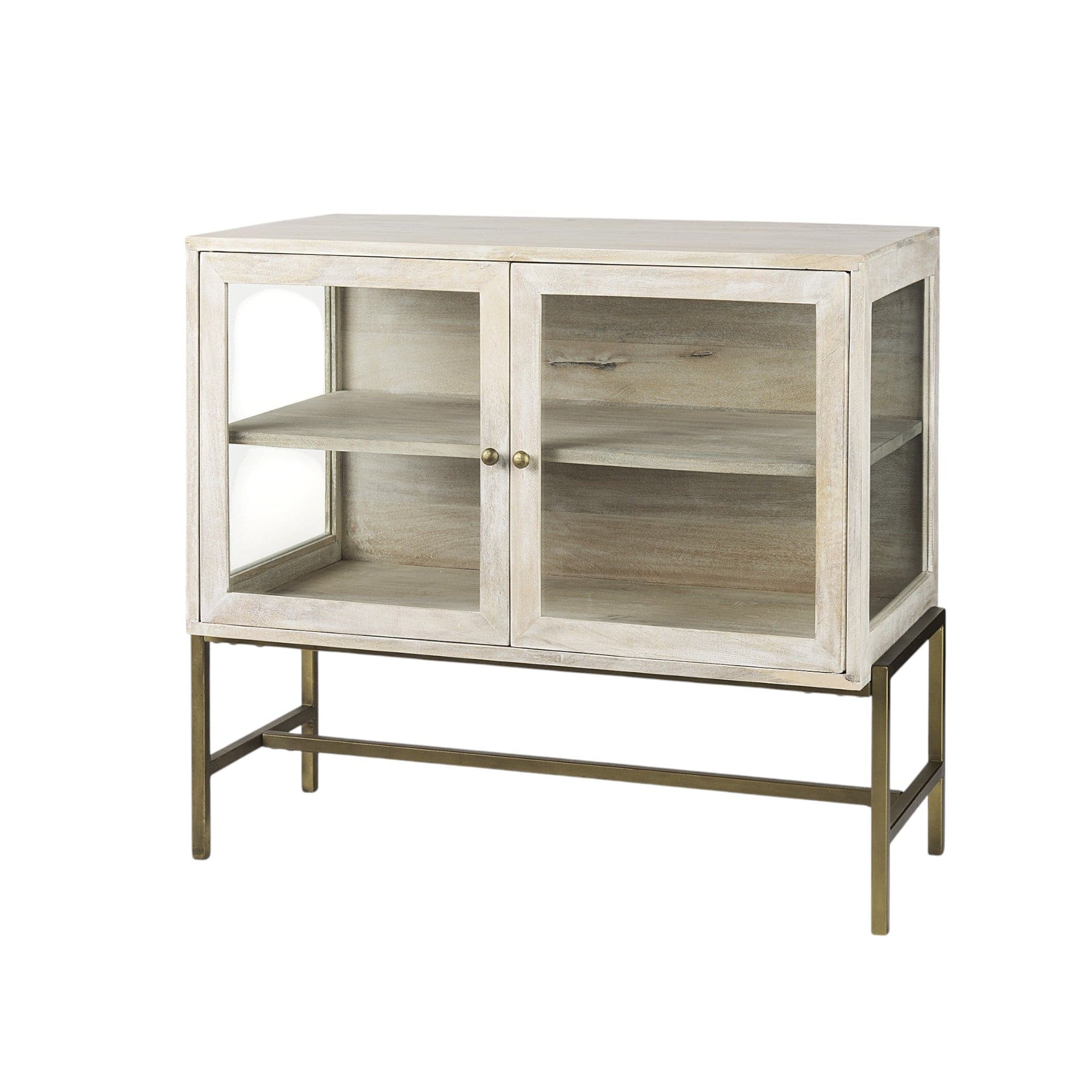 Rustic White Two Door Shadowbox Cabinet - Homeroots