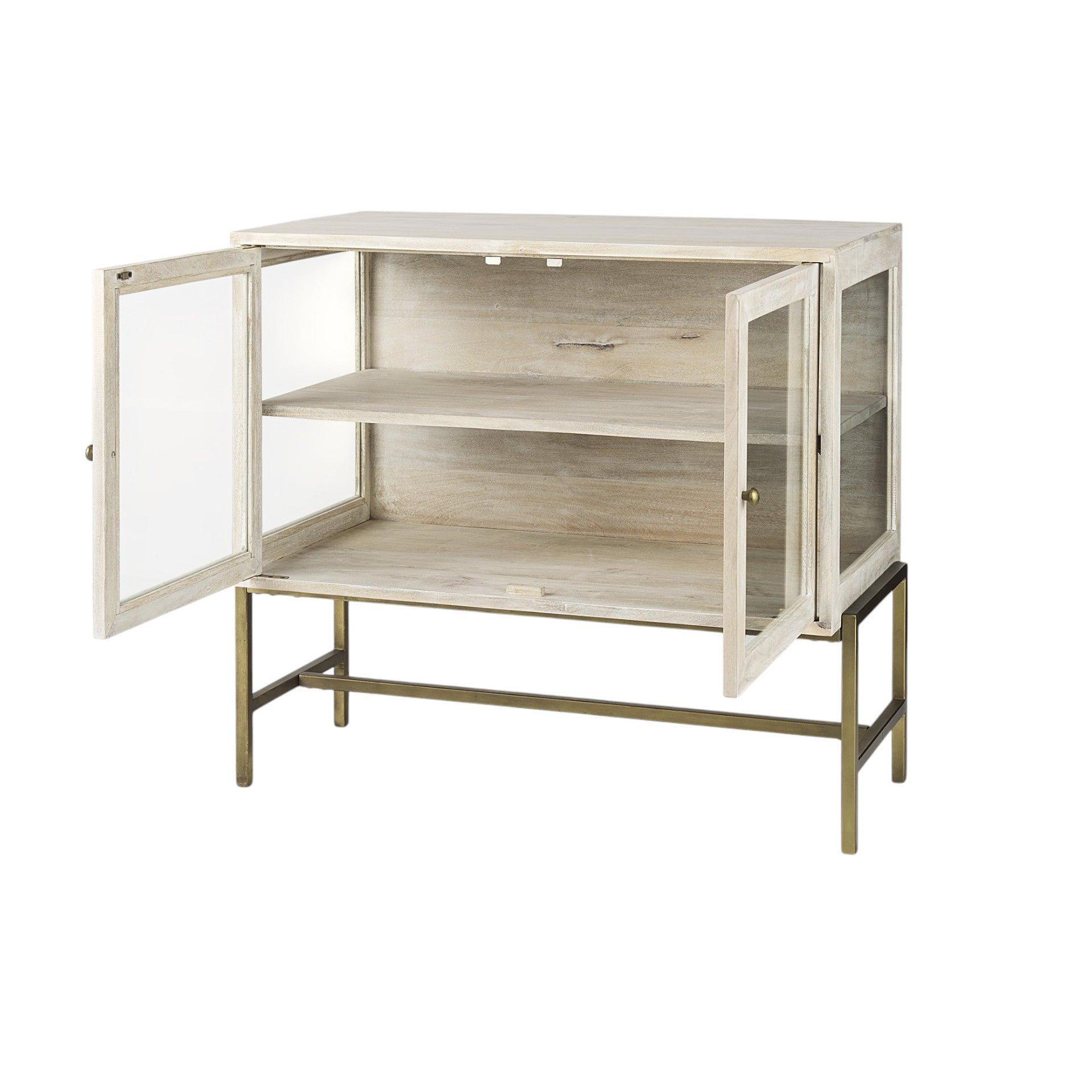 Rustic White Two Door Shadowbox Cabinet