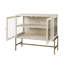 Rustic White Two Door Shadowbox Cabinet