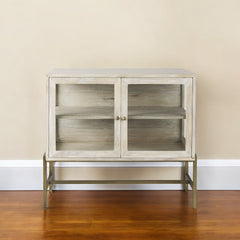 Rustic White Two Door Shadowbox Cabinet