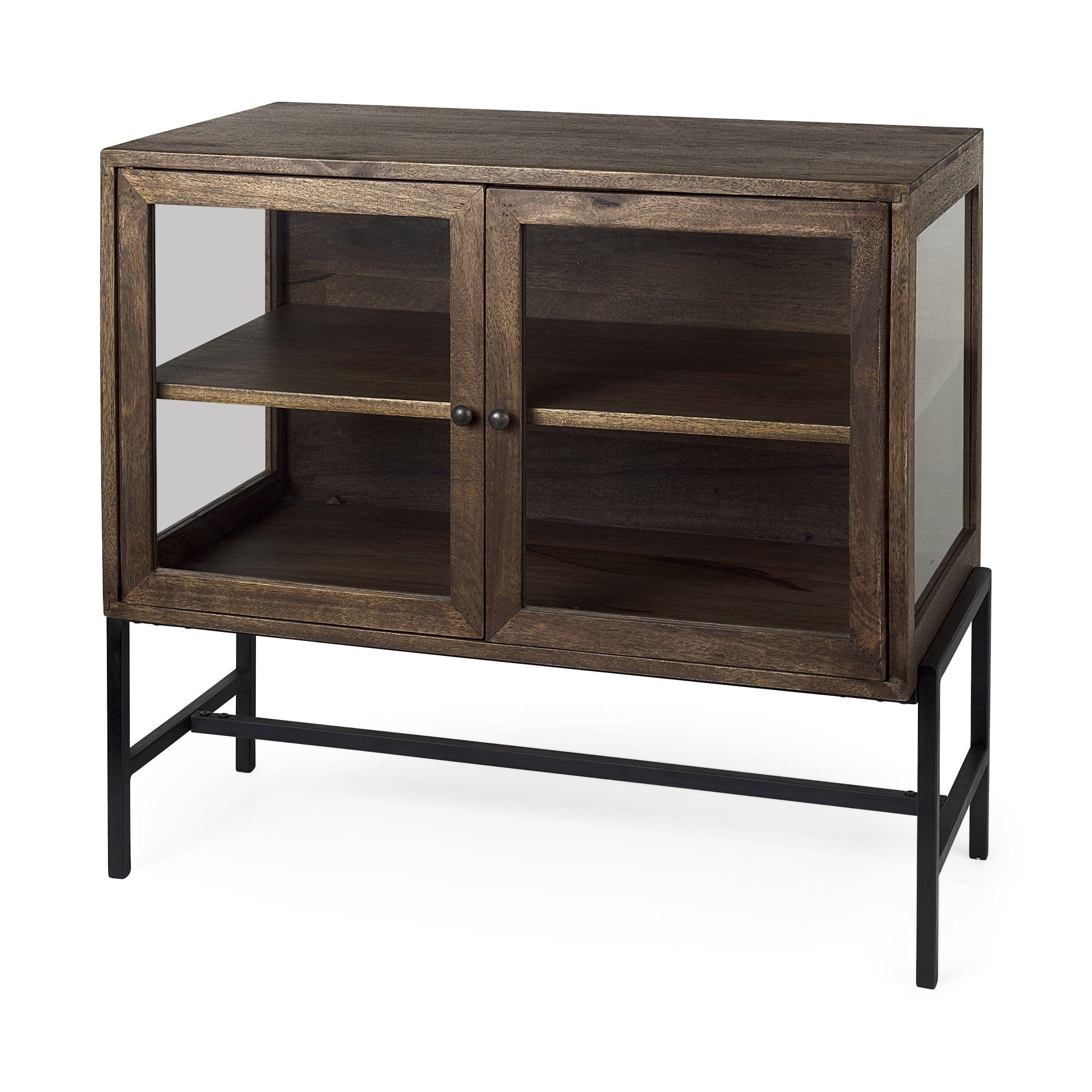 Rustic Dark Brown Two Door Shadowbox Cabinet - Homeroots