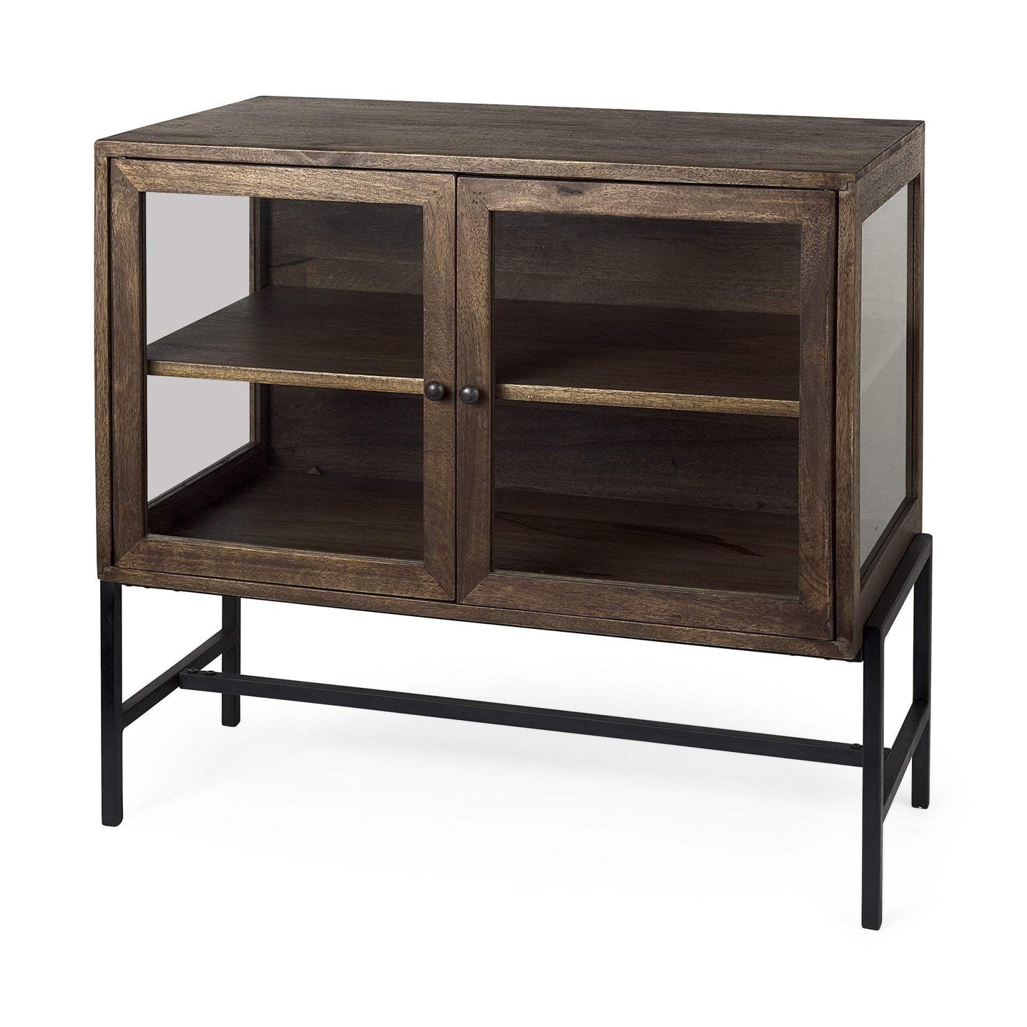 Rustic Dark Brown Two Door Shadowbox Cabinet - Homeroots - Flyclothing LLC