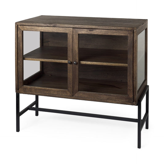 Rustic Dark Brown Two Door Shadowbox Cabinet - Homeroots