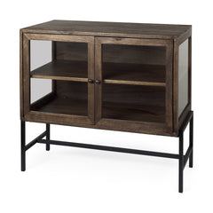 Rustic Dark Brown Two Door Shadowbox Cabinet - Homeroots