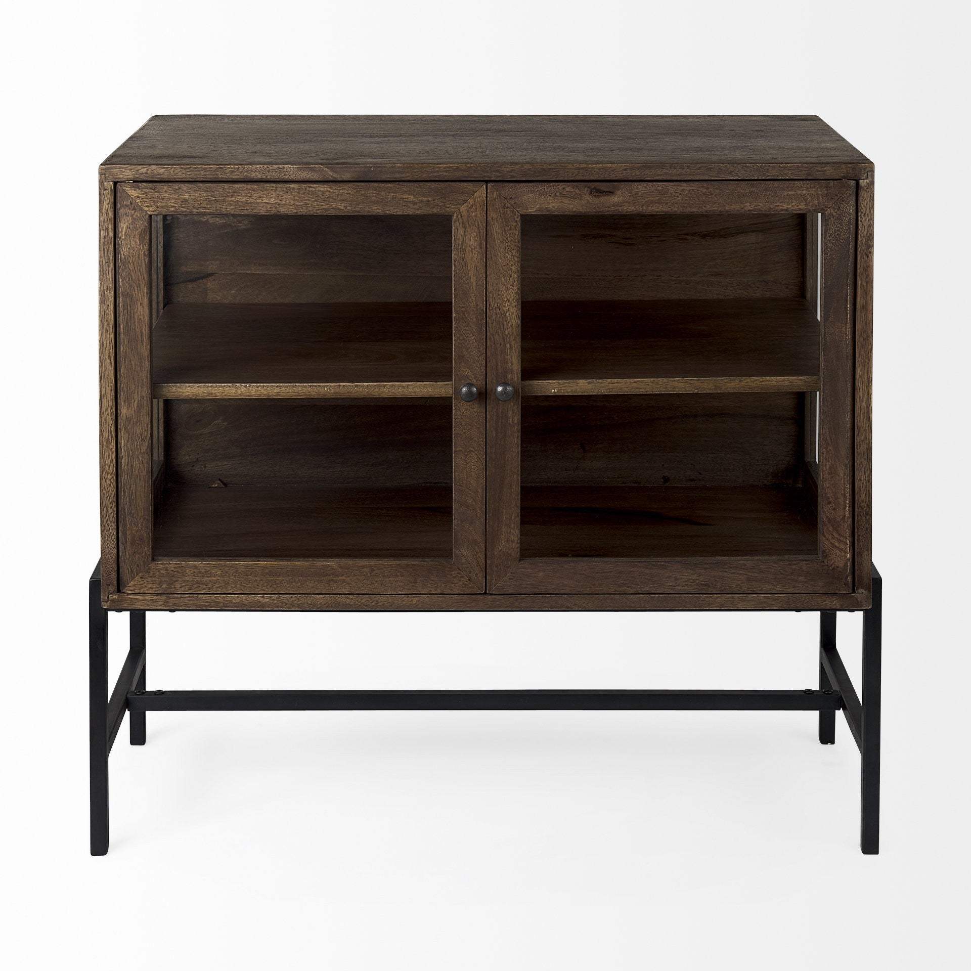 Rustic Dark Brown Two Door Shadowbox Cabinet - Homeroots - Flyclothing LLC