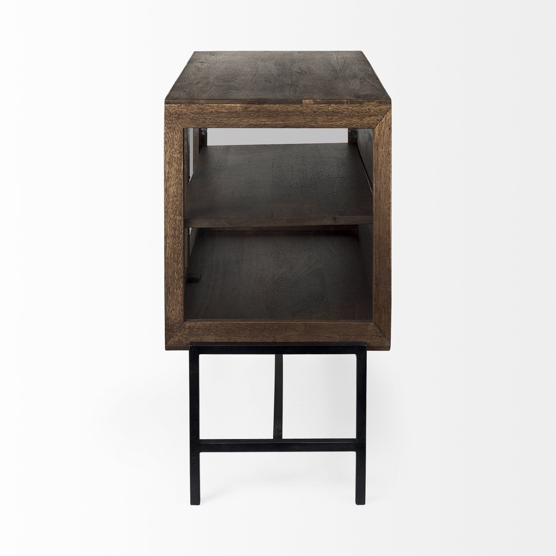 Rustic Dark Brown Two Door Shadowbox Cabinet - Homeroots