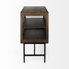 Rustic Dark Brown Two Door Shadowbox Cabinet - Homeroots