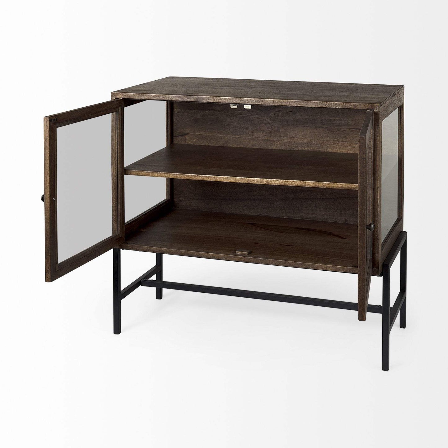 Rustic Dark Brown Two Door Shadowbox Cabinet - Homeroots - Flyclothing LLC