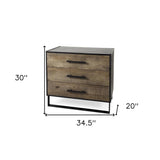 20" Black Accent Cabinet With Three Drawers - Homeroots