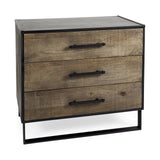 20" Black Accent Cabinet With Three Drawers - Homeroots
