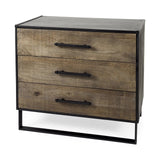 20" Black Accent Cabinet With Three Drawers - Homeroots