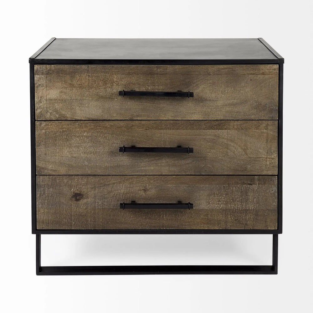 20" Black Accent Cabinet With Three Drawers - Homeroots