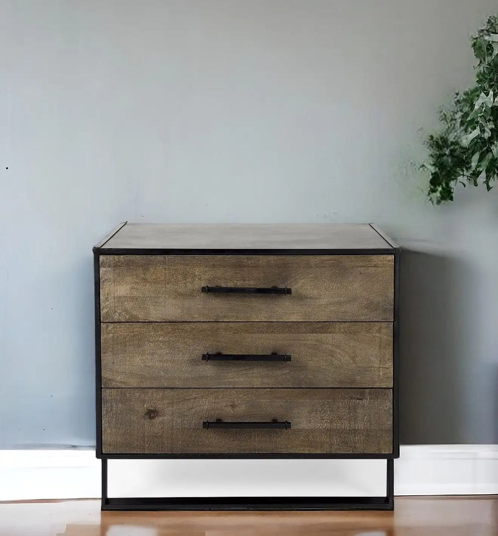 20" Black Accent Cabinet With Three Drawers - Homeroots