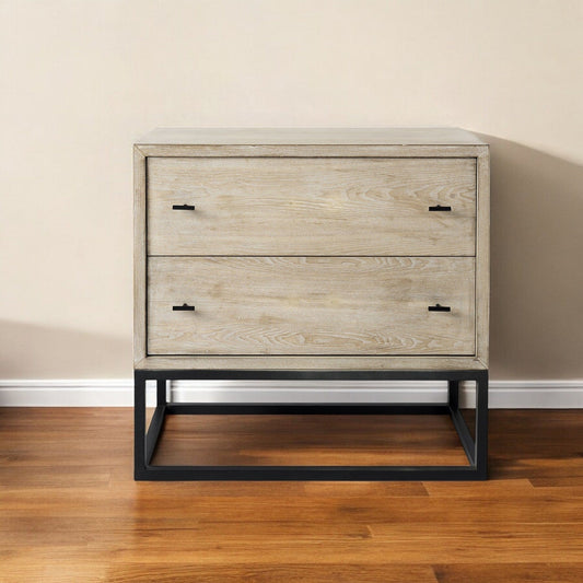 Rustic Modern Light Wash Two Drawer Chest - Homeroots