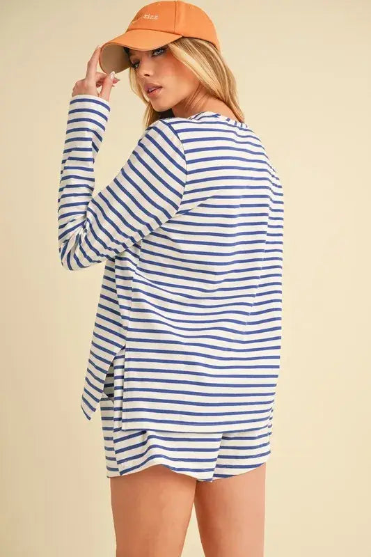 Aemi+Co Drawstring Contrast Striped Shorts - Trendsi - Flyclothing LLC