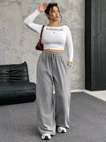 Full Size Drawstring Wide Leg Pants Plus Size - Trendsi - Flyclothing LLC